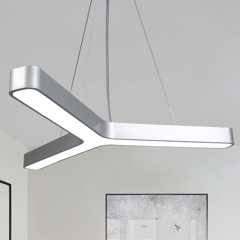 Sleek Metal Y - Shaped Led Pendant Lamp - Black & Silver Perfect For Gymnasiums (23.5’ 47’) Lights