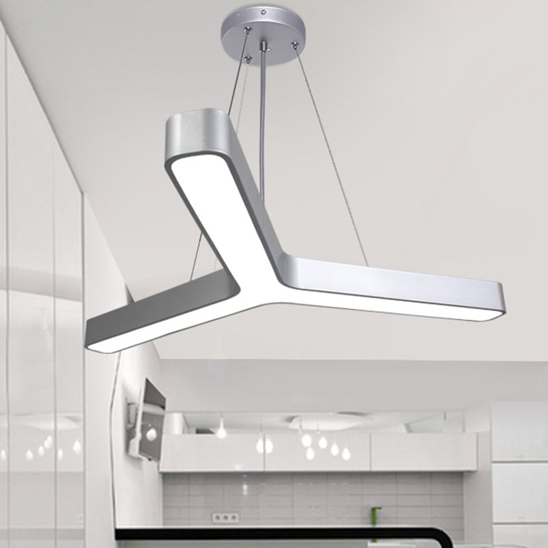 Sleek Metal Y - Shaped Led Pendant Lamp - Black & Silver Perfect For Gymnasiums (23.5’ 47’) Lights