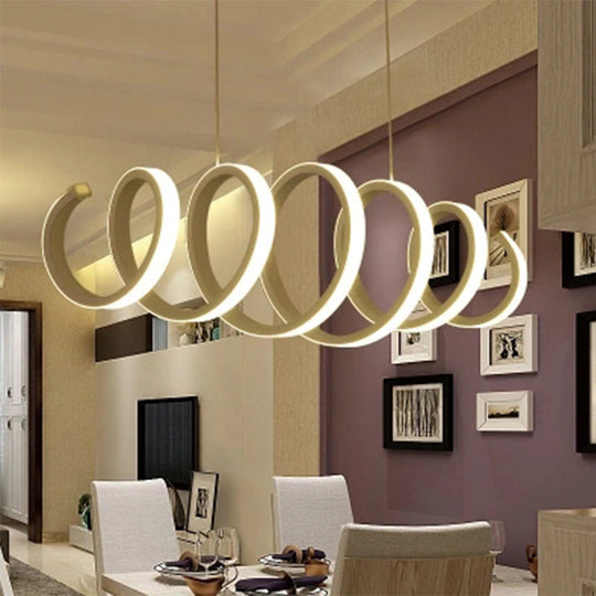 Logan Modern Spiral Pendant - White Led Light With Adjustable Brightness