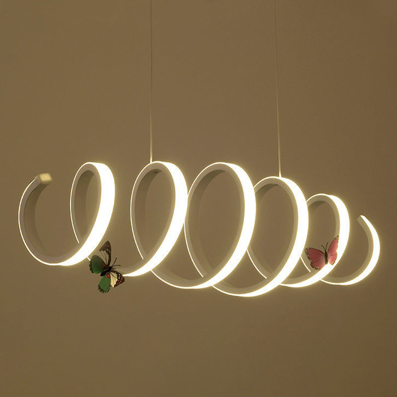 Logan Modern Spiral Pendant - White Led Light With Adjustable Brightness / 27.5’ Warm