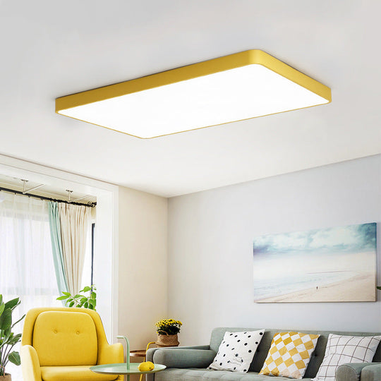 Brighten Your Space With Fun And Color: The Macaron Rectangular Flush Mount Yellow / 12’ Ceiling