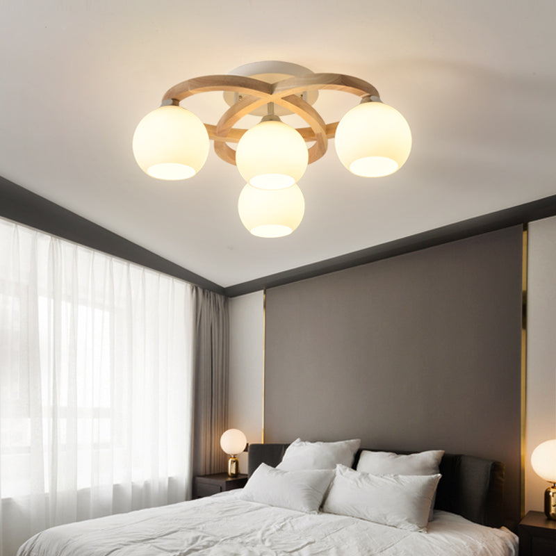 Ethan’s Modern Semi - Flush Chandelier: Warm Lighting And Rustic Charm For Your Bedroom 4 / Wood