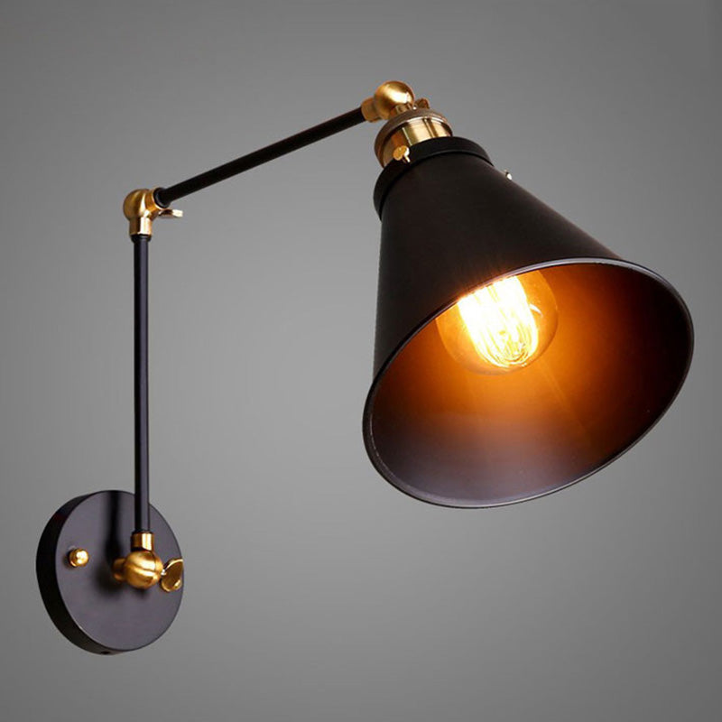 Quinn Industrial Wall Sconce: Focused Light & Vintage Charm (Black Gold) Black