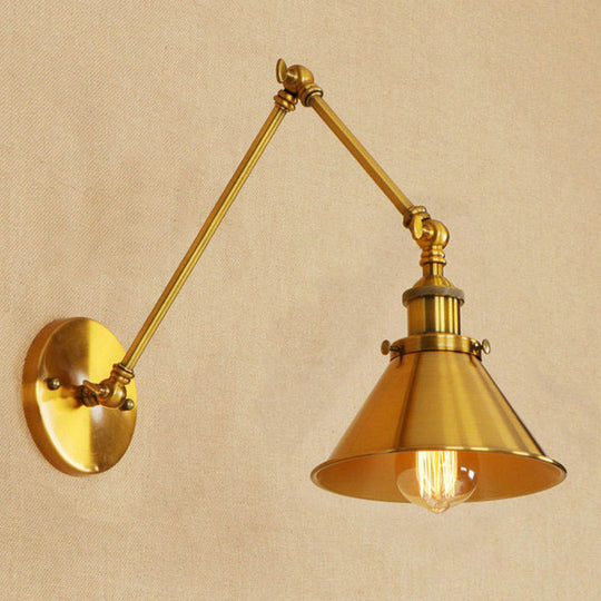 Quinn Industrial Wall Sconce: Focused Light & Vintage Charm (Black Gold) Gold