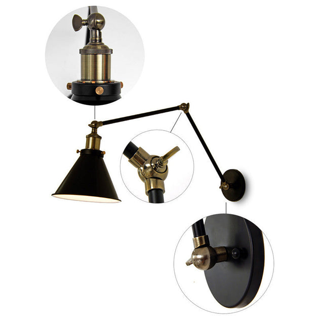 Quinn Industrial Wall Sconce: Focused Light & Vintage Charm (Black Gold)