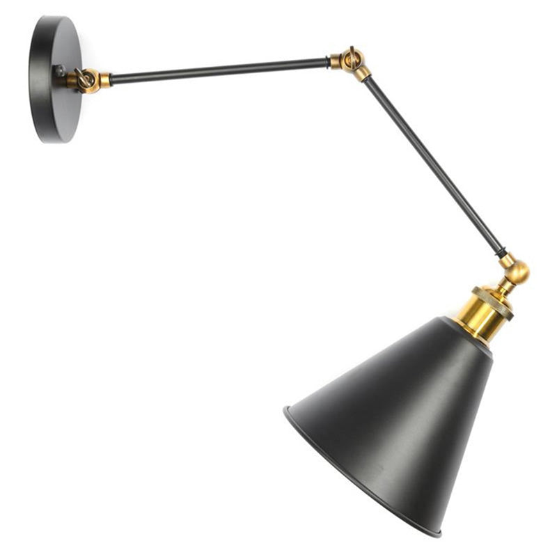 Industrial Focus - Adjustable Black Swing Arm Wall Sconce / 8’ + 8’