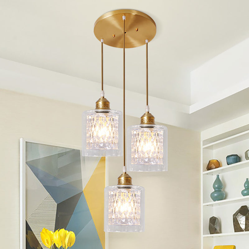 Leilani Modern Brass Pendant: Prismatic Glass Meets Chic Style / Round