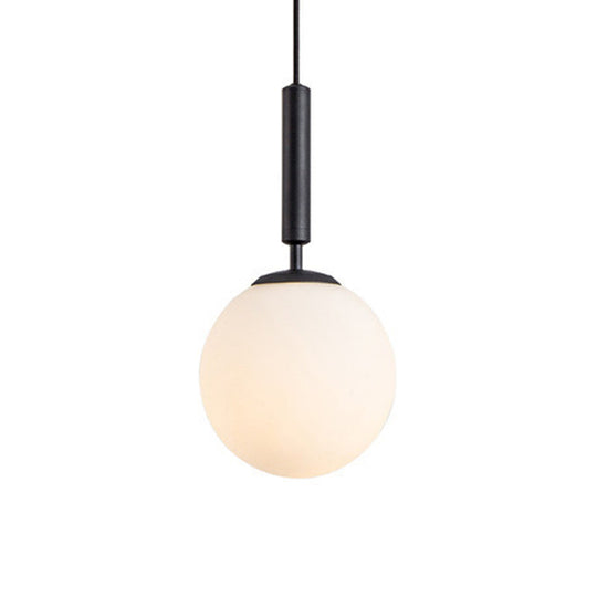 Brynn Modern White Glass Globe Pendant: Illuminate Your Space With Timeless Elegance Black / 8’