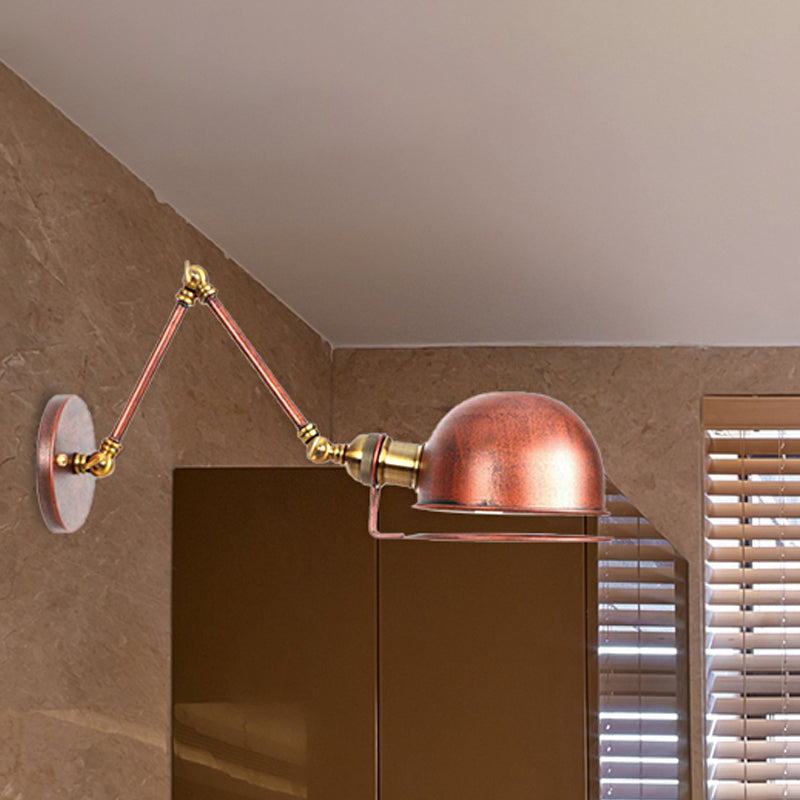 Vintage Style Swing Arm Wall Light With Brass/Copper Finish And Bowl Shade - 1 - Light Mount Design