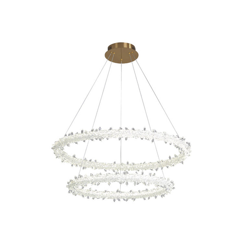 Diana - Modern Crystal Circle Chandelier (Choose Your Size & Tiers) Clear / 16’ + 23.5’ With Lace