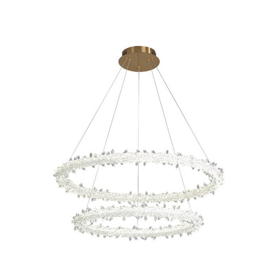 Diana - Modern Crystal Circle Chandelier (Choose Your Size & Tiers) Clear / 24’ + 31.5’ With Lace