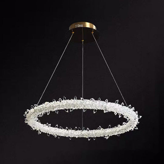 Diana - Modern Crystal Circle Chandelier (Choose Your Size & Tiers) Clear / 39.5’ With Lace