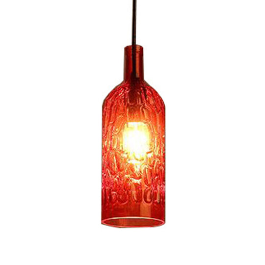 Art Deco Wine Bottle Hanging Lamp With Wavy Glass For Restaurant And Bar - Vintage 1 - Light Down