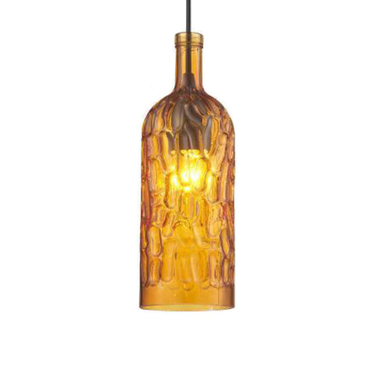 Art Deco Wine Bottle Hanging Lamp With Wavy Glass For Restaurant And Bar - Vintage 1 - Light Down