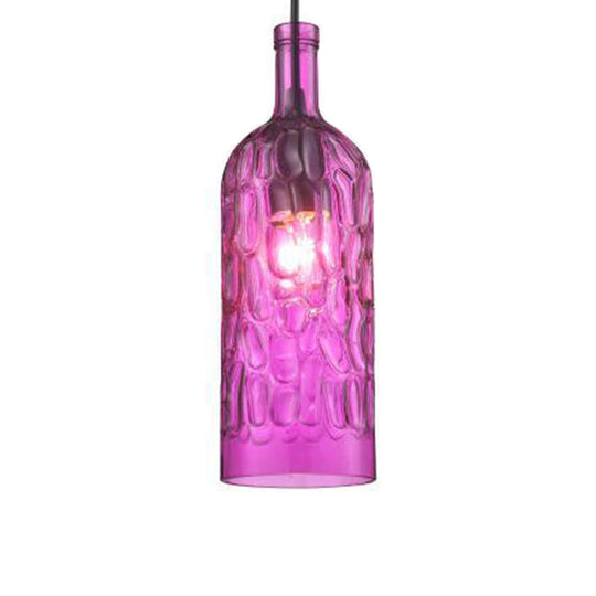 Art Deco Wine Bottle Hanging Lamp With Wavy Glass For Restaurant And Bar - Vintage 1 - Light Down