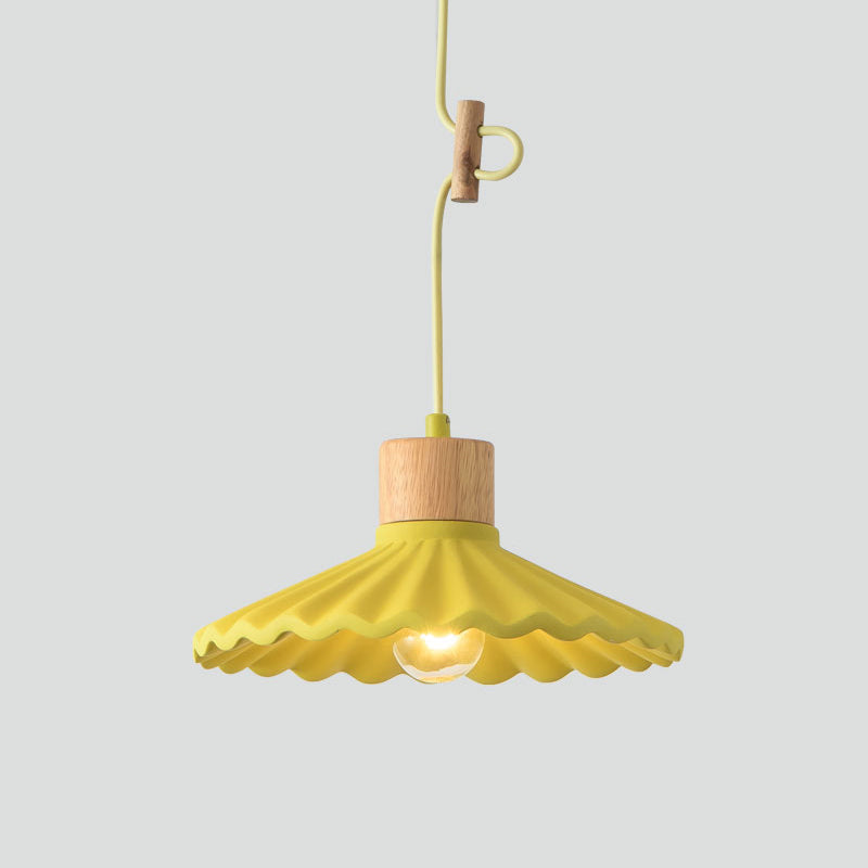 Modern Mini Colorful Pendant Light With Lovely Cement Saucer Shade For Bedroom Yellow