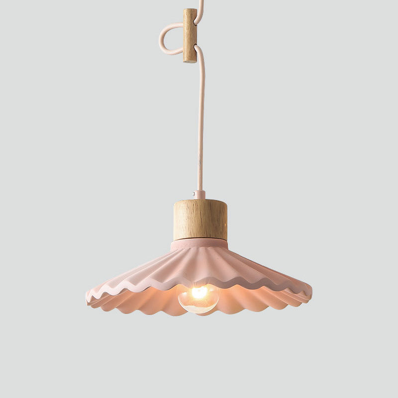 Modern Mini Colorful Pendant Light With Lovely Cement Saucer Shade For Bedroom Pink