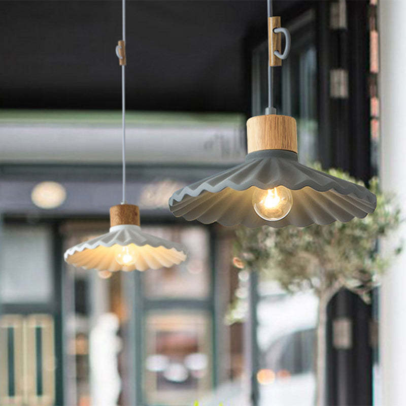 Modern Mini Colorful Pendant Light With Lovely Cement Saucer Shade For Bedroom