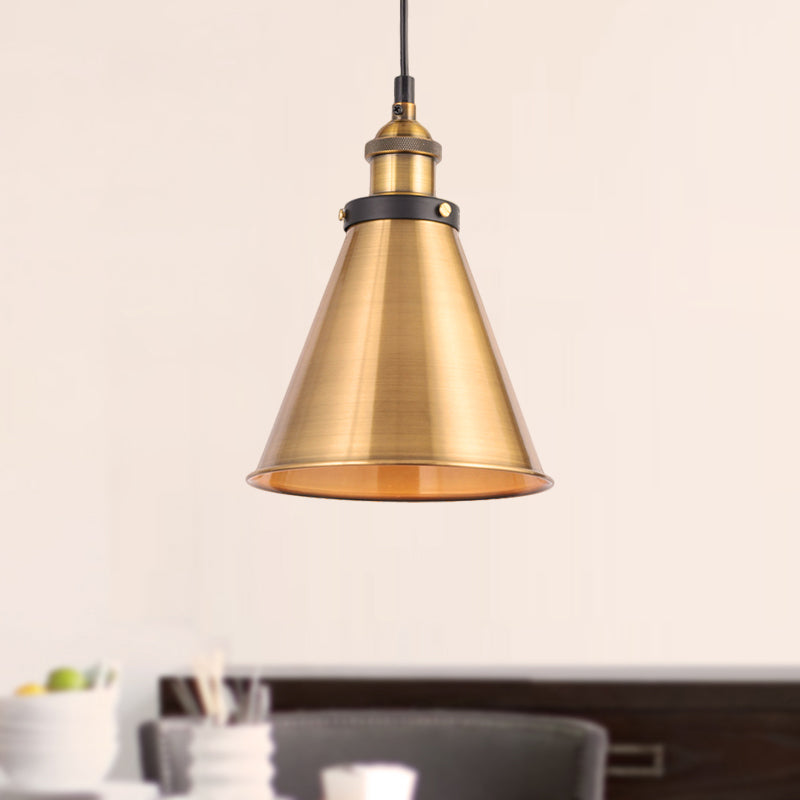 Sélène Barn Shade Metal Suspension Light - Industrial Style Brass / C