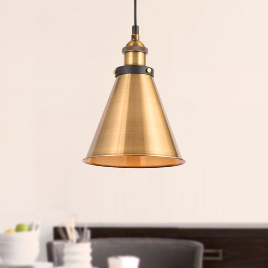 Sélène Barn Shade Metal Suspension Light - Industrial Style Brass / C