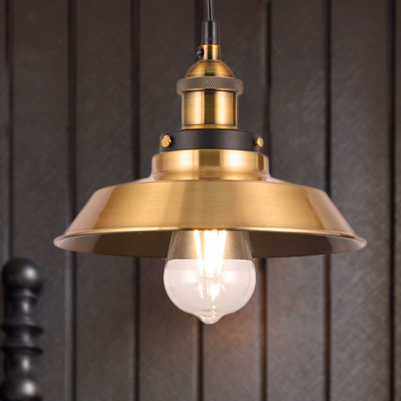 Sélène Barn Shade Metal Suspension Light - Industrial Style Brass / E