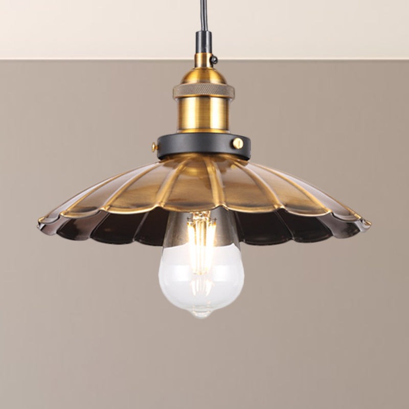 Sélène Barn Shade Metal Suspension Light - Industrial Style Brass / D