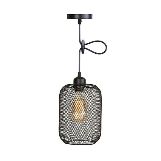 Ethan’s Industrial Wire Mesh Pendant Lamp: A Touch Of Charm Black / Barrel