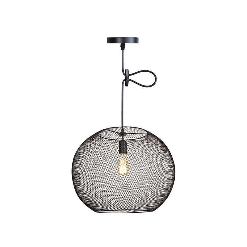 Ethan’s Industrial Wire Mesh Pendant Lamp: A Touch Of Charm Black / Ellipsoidal