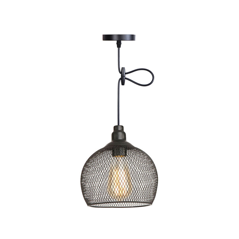 Ethan’s Industrial Wire Mesh Pendant Lamp: A Touch Of Charm Black / Globe