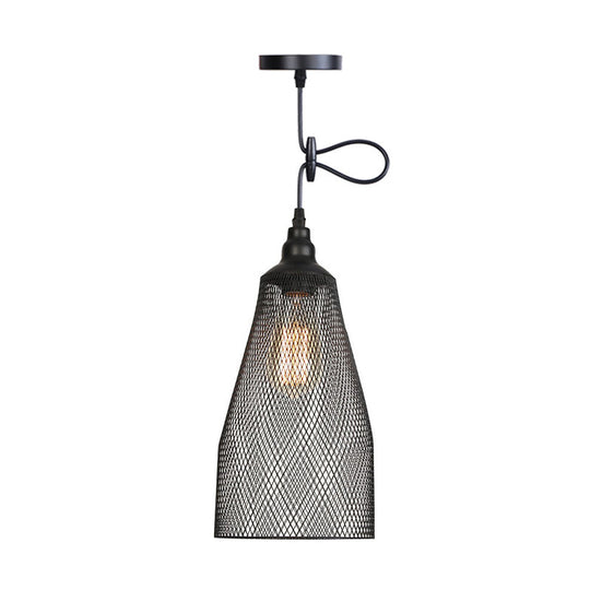 Ethan’s Industrial Wire Mesh Pendant Lamp: A Touch Of Charm Black / Cone