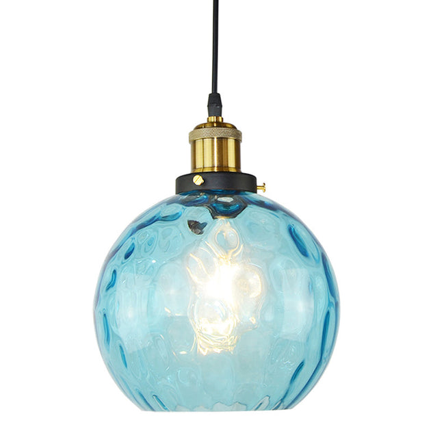 Lyla Industrial Pendant: Blue Glass & Vintage Charm