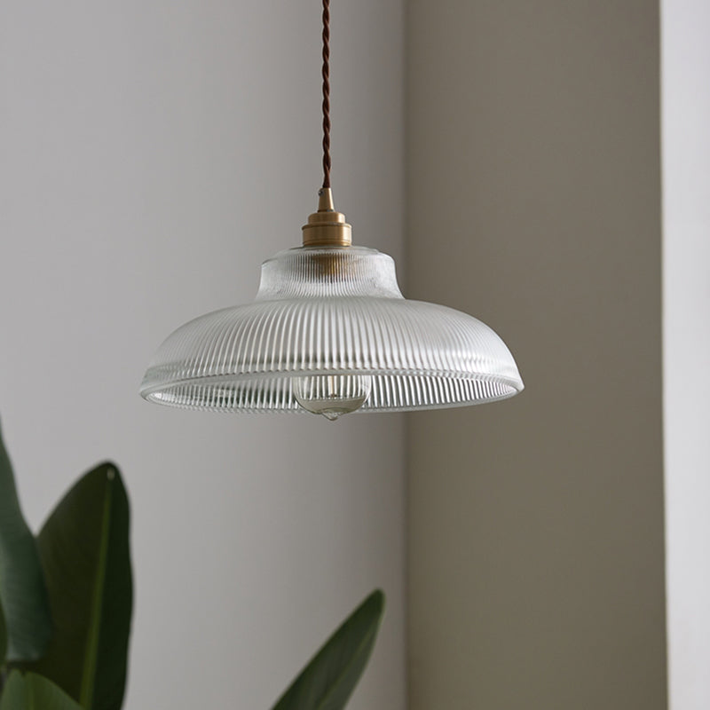 Clara’s Ribbed Glass Pendant: Vintage Charm With Warm Glow