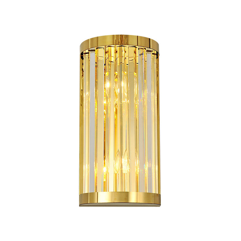 Sophia’s Modern Gold Crystal Sconce: Half Cylinder Elegance