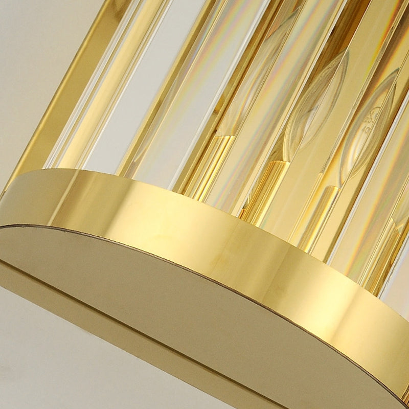 Sophia’s Modern Gold Crystal Sconce: Half Cylinder Elegance