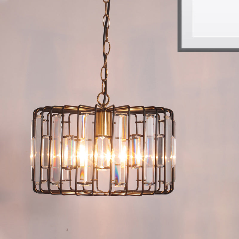 Everly’s Enchanting Embrace: Modern Black Crystal Pendant Lamp / 13’