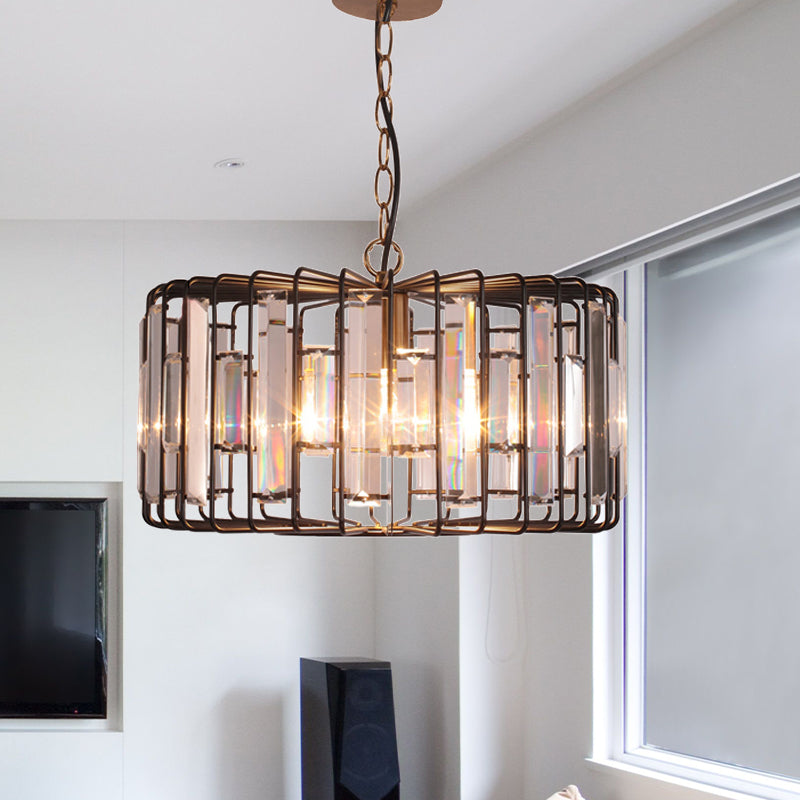 Everly’s Enchanting Embrace: Modern Black Crystal Pendant Lamp / 16’