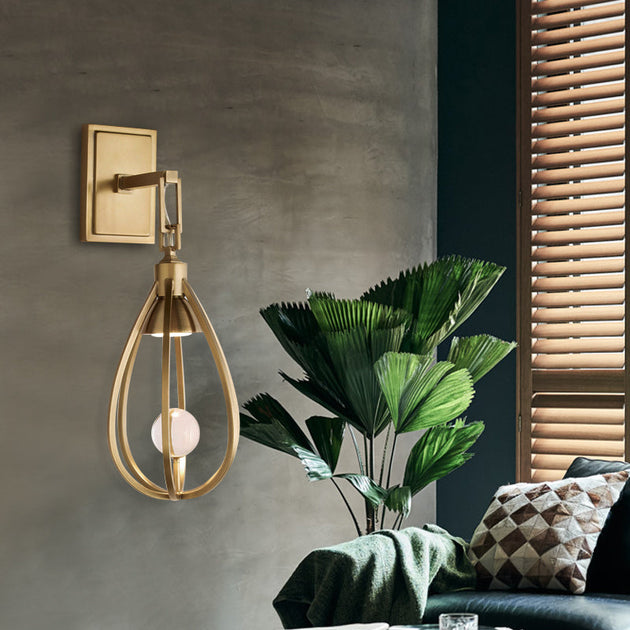 Modern Gold Teardrop Wall Sconce - Metal Surface Mount Light Wall Light