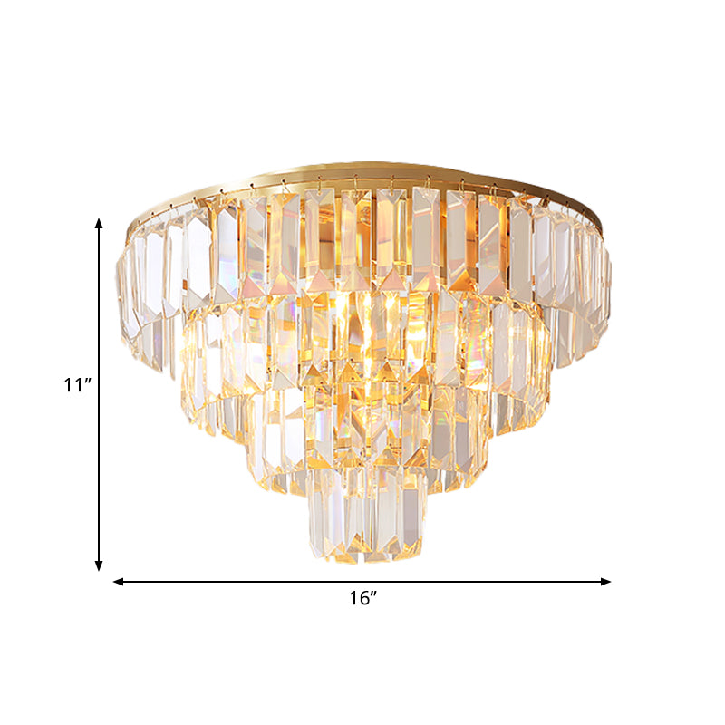 Eleanor’s Modern Crystal Chandelier: Tiered Elegance In Gold (5 Or 6 Lights)