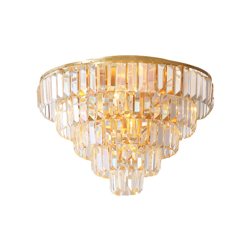 Eleanor’s Modern Crystal Chandelier: Tiered Elegance In Gold (5 Or 6 Lights)