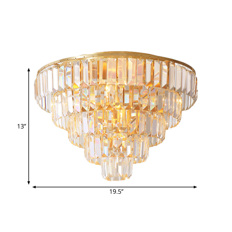 Eleanor’s Modern Crystal Chandelier: Tiered Elegance In Gold (5 Or 6 Lights)