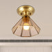 Élise Beveled Glass Flush Mount Ceiling Light With Colonial Brass Cone Design