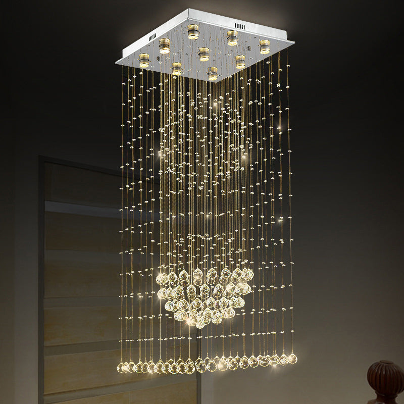 Cascading Brilliance: Modern Crystal Teardrop Flush Mount Ceiling Light Nickel