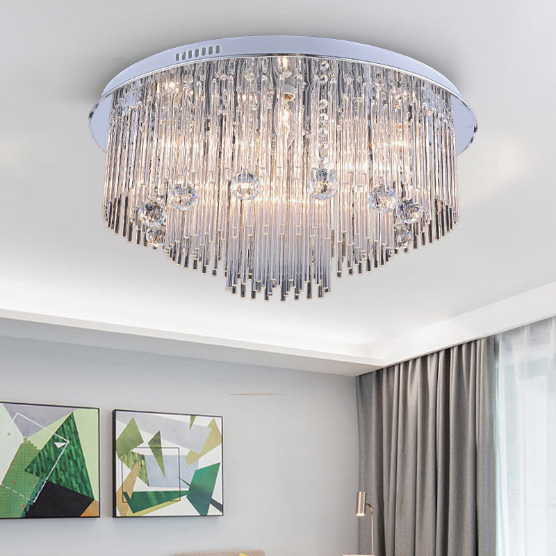 Kendall Cascading Crystal Ceiling Light: A Symphony Of Light And Style Stainless - Steel / 19.5’