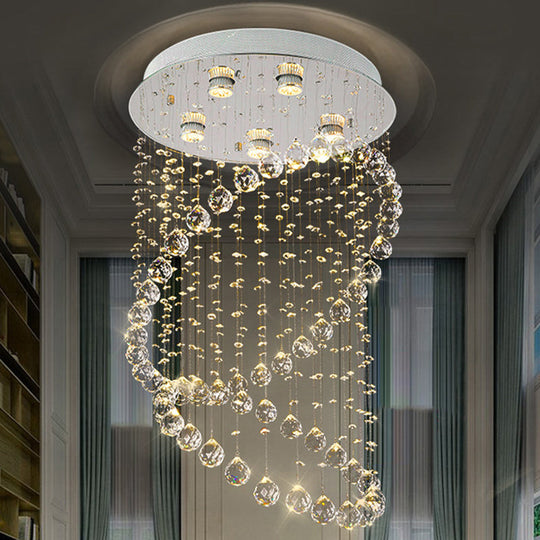 Sparkling Elegance: Modern Flush Mount Lamp With Cascading Crystals