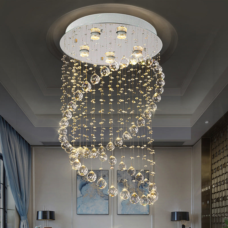 Sparkling Elegance: Modern Flush Mount Lamp With Cascading Crystals