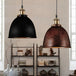 Antique Style Dome Pendant Lamp 1 Light Wrought Iron Hanging Fixture With Cord In Black/Rust