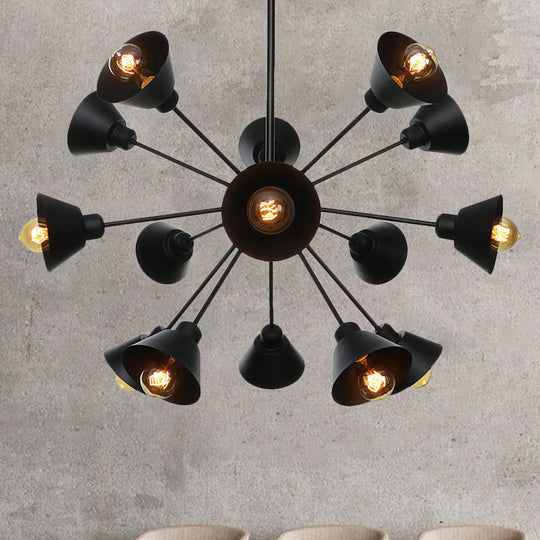 Embrace The Mid - Century Charm: The Industrial Sputnik Chandelier 15 / Black