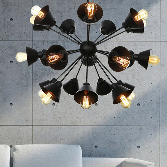 Embrace The Mid - Century Charm: The Industrial Sputnik Chandelier 21 / Black