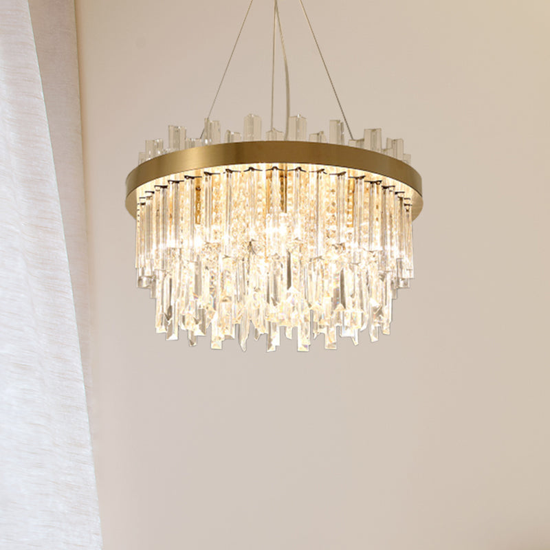 Embrace Modern Elegance With The Faceted Crystal Cylinder Chandelier Gold