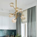 Nova - Modern Cognac Glass Globe Chandelier (6/8 Heads Starburst Design) 6 /